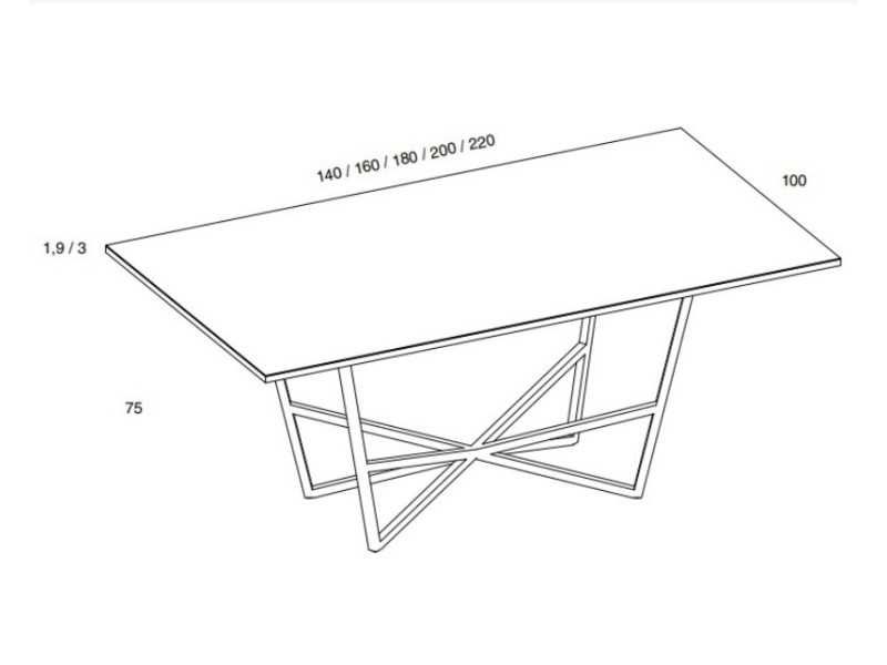 Designer dining table in steel and porcelain top - MANTIDE