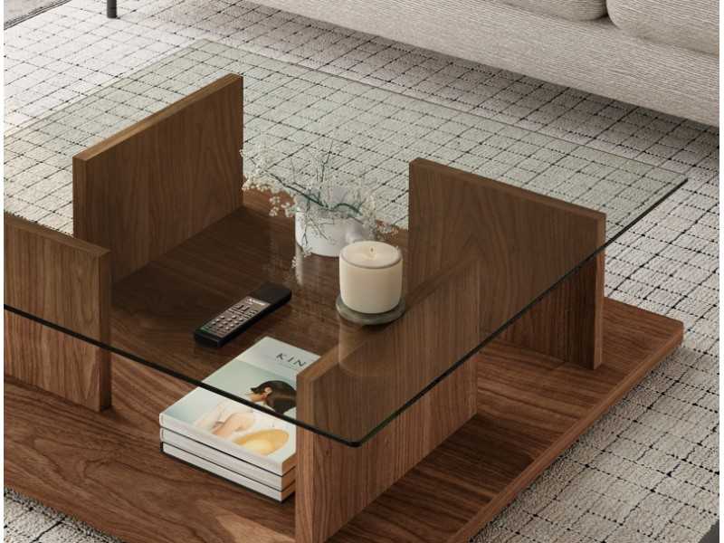 Designer coffee table with glass top - AKITA