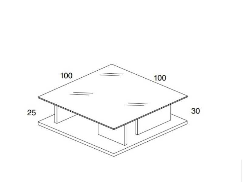 Designer coffee table with glass top - AKITA