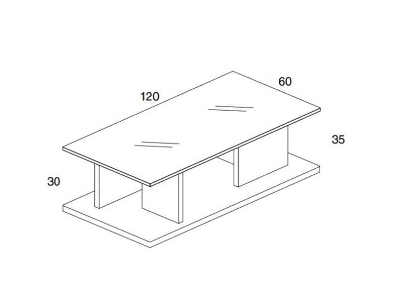Designer coffee table with glass top - AKITA