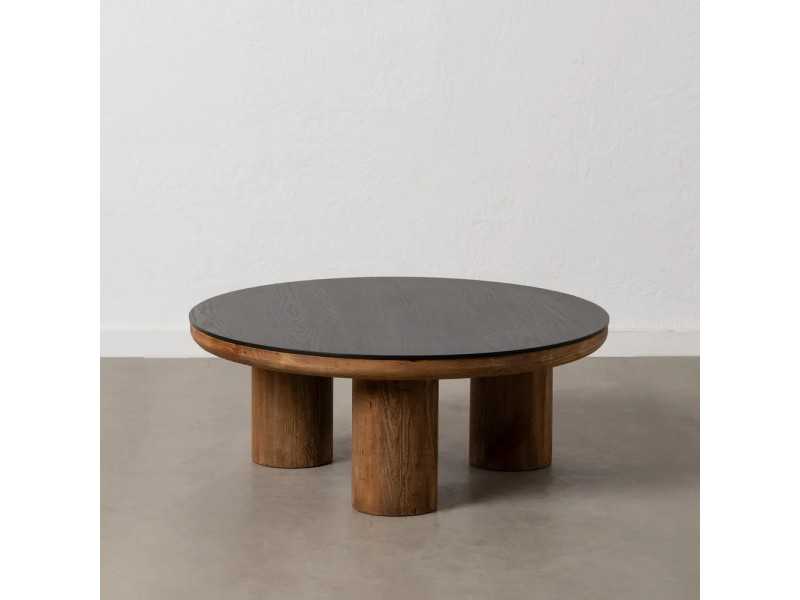 Round oak veneered coffee table - RUSTIKAL