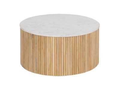 Round wooden coffee table with marble top - MARMOR