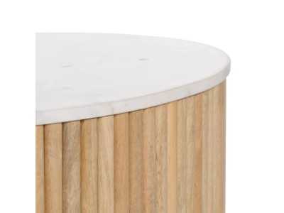 Round wooden coffee table with marble top - MARMOR