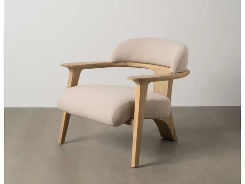 Sillón de diseño nórdico de madera maciza de teka - AIKO NATURAL