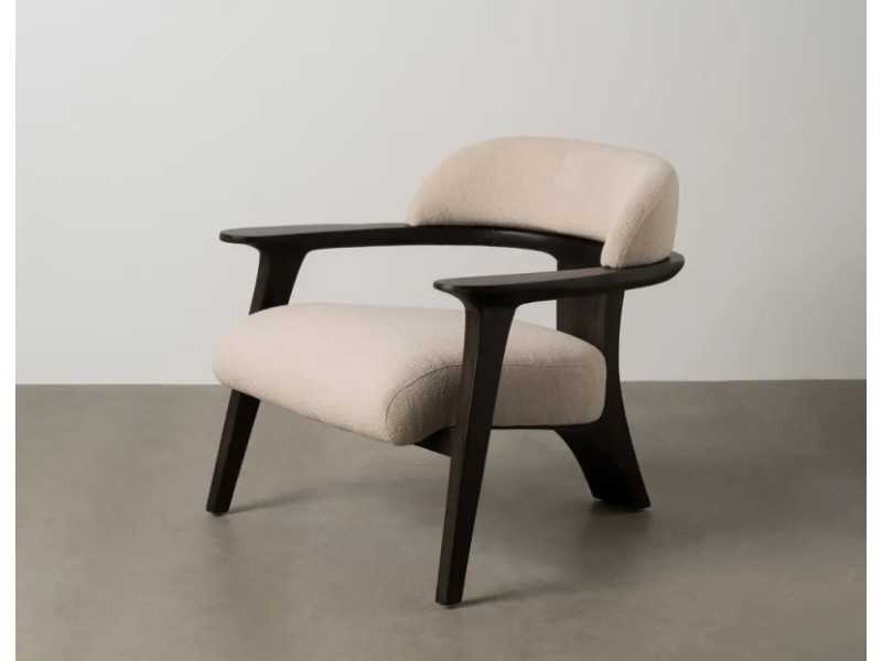 Sillón de diseño nórdico de madera maciza de teka - AIKO NEGRO