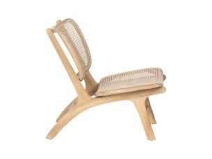 Fauteuil design nordique en bois de teck et rotin - ATARI NATURAL 2