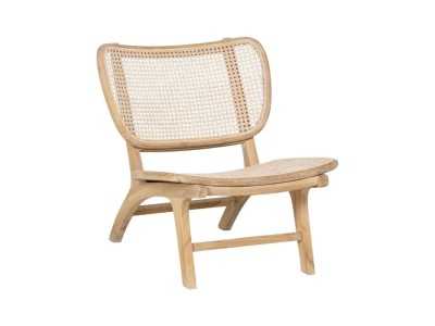 Nordic design armchair in teak wood and rattan - ATARI NATURAL