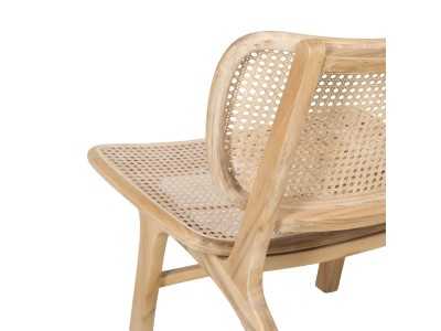 Nordic design armchair in teak wood and rattan - ATARI NATURAL