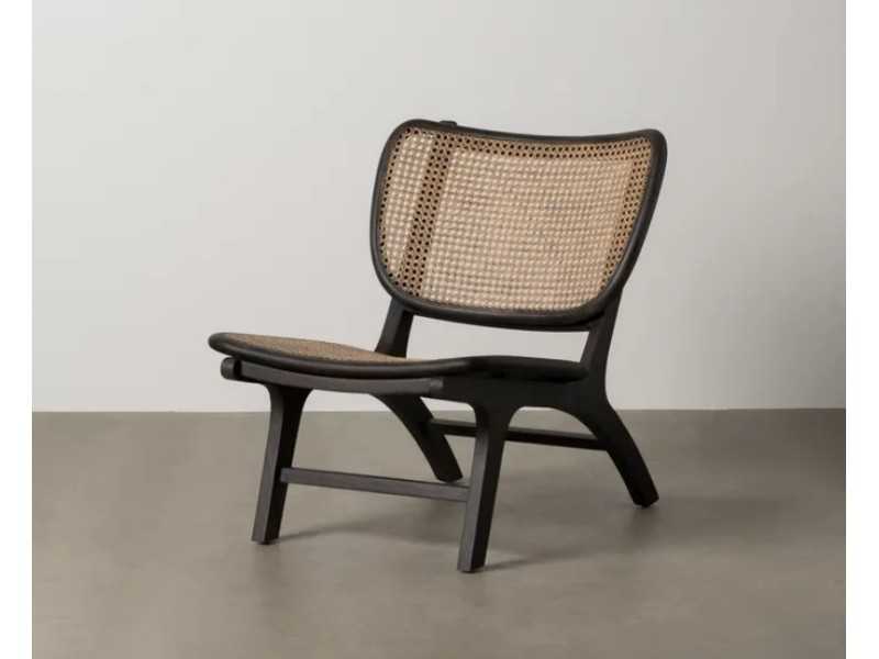 Fauteuil design nordique en bois de teck et rotin - ATARI NEGRO