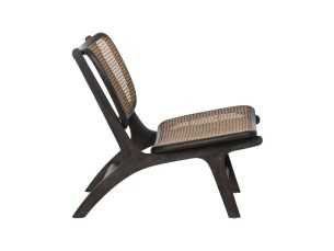 Sillón de diseño nórdico en madera de teka y ratán - ATARI NEGRO 2