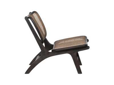 Fauteuil design nordique en bois de teck et rotin - ATARI NEGRO