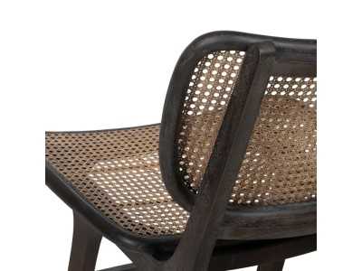 Fauteuil design nordique en bois de teck et rotin - ATARI NEGRO