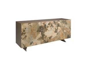 Lacquered sideboard with porcelain marble doors and steel legs - AMAYA 2