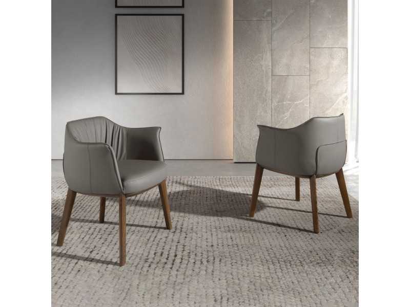 Designer chair upholstered in synthetic leather - AMAYA