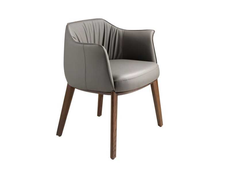 Designer chair upholstered in synthetic leather - AMAYA