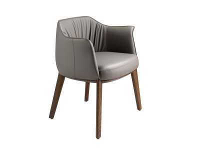Designer chair upholstered in synthetic leather - AMAYA