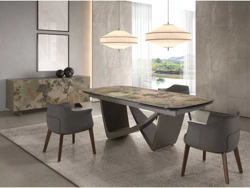 Designer chair upholstered in synthetic leather - AMAYA