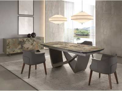 Designer chair upholstered in synthetic leather - AMAYA