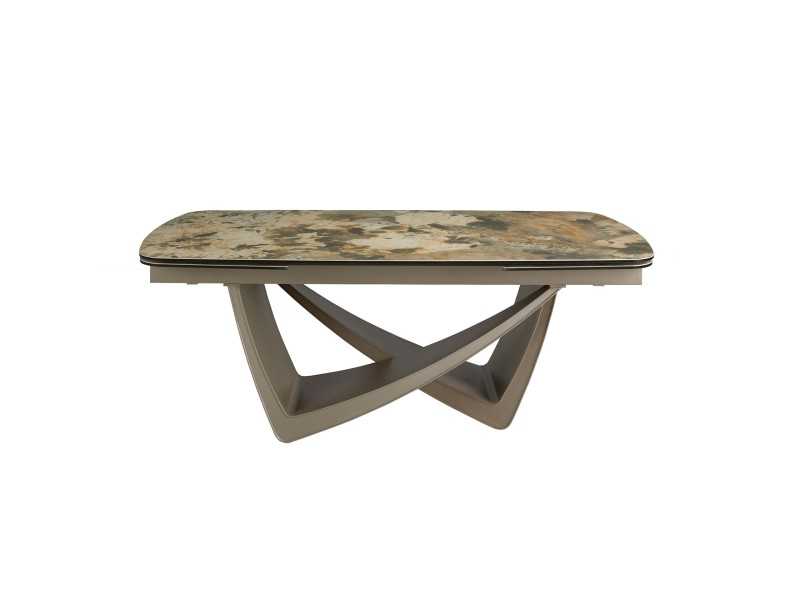 Table à manger extensible avec plateau en marbre porcelaine et pieds en acier laqué - AMAYA