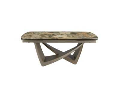 Extendable dining table with porcelain marble top and lacquered steel legs - AMAYA Extendable dining table with porcelain marble top and lacquered steel legs - AMAYA