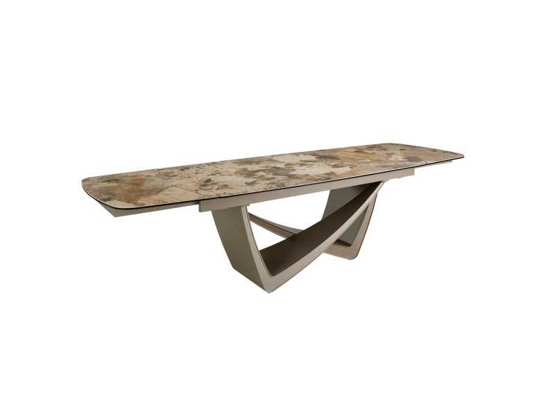 Mesa de comedor extensible con tapa de mármol porcelánico y patas en acero lacado - AMAYA