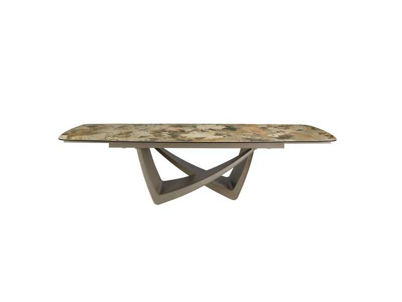 Table à manger extensible avec plateau en marbre porcelaine et pieds en acier laqué - AMAYA