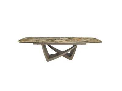 Extendable dining table with porcelain marble top and lacquered steel legs - AMAYA Extendable dining table with porcelain marble top and lacquered steel legs - AMAYA