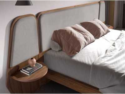 Complete walnut design bed with built-in tables - ARIEL