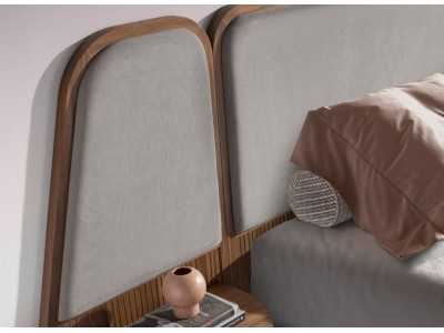 Complete walnut design bed with built-in tables - ARIEL