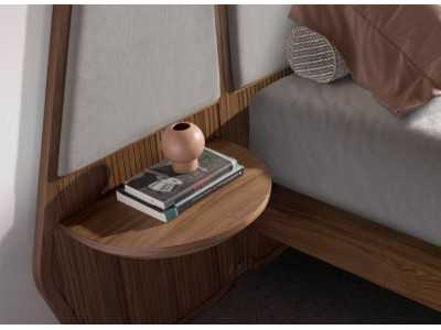 Complete walnut design bed with built-in tables - ARIEL