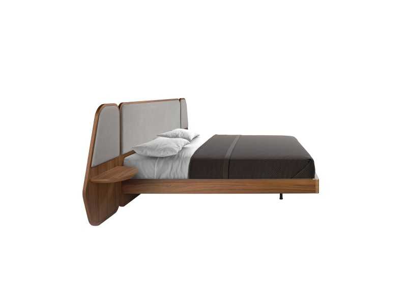 Complete walnut design bed with built-in tables - ARIEL
