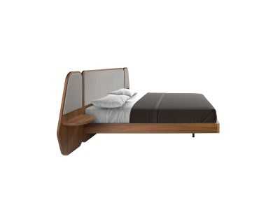 Complete walnut design bed with built-in tables - ARIEL