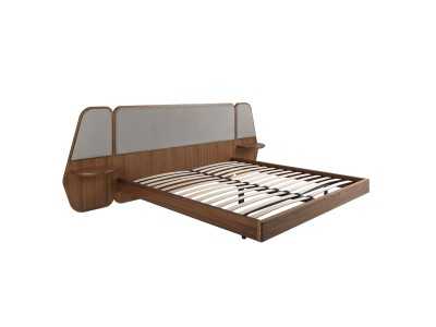 Complete walnut design bed with built-in tables - ARIEL