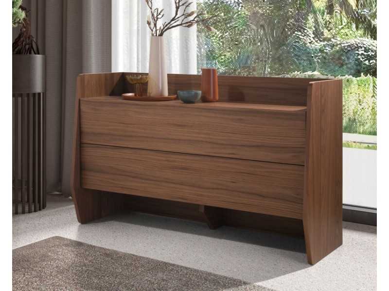 Commode design avec 2 tiroirs en noyer - ARIEL