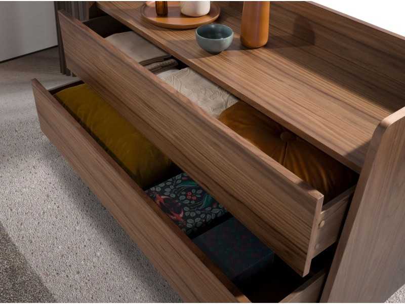 Commode design avec 2 tiroirs en noyer - ARIEL