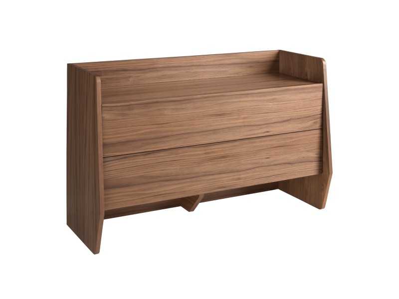 Designer chest of drawers with 2 drawers in walnut - ARIEL