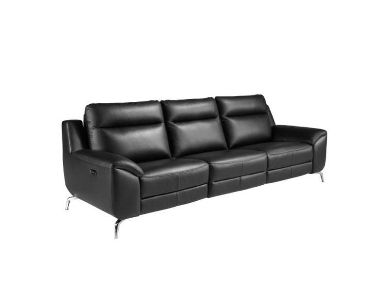 Canapé relax 3 places tapissé de cuir véritable - AAK