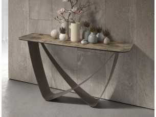 Console avec plateau en marbre porcelaine et pieds en acier laqué - AMAYA