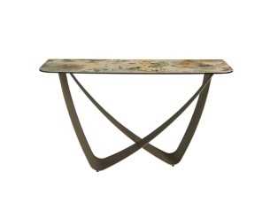 Console avec plateau en marbre porcelaine et pieds en acier laqué - AMAYA 2