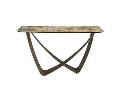 Console avec plateau en marbre porcelaine et pieds en acier laqué - AMAYA Console avec plateau en marbre porcelaine et pieds en acier laqué - AMAYA