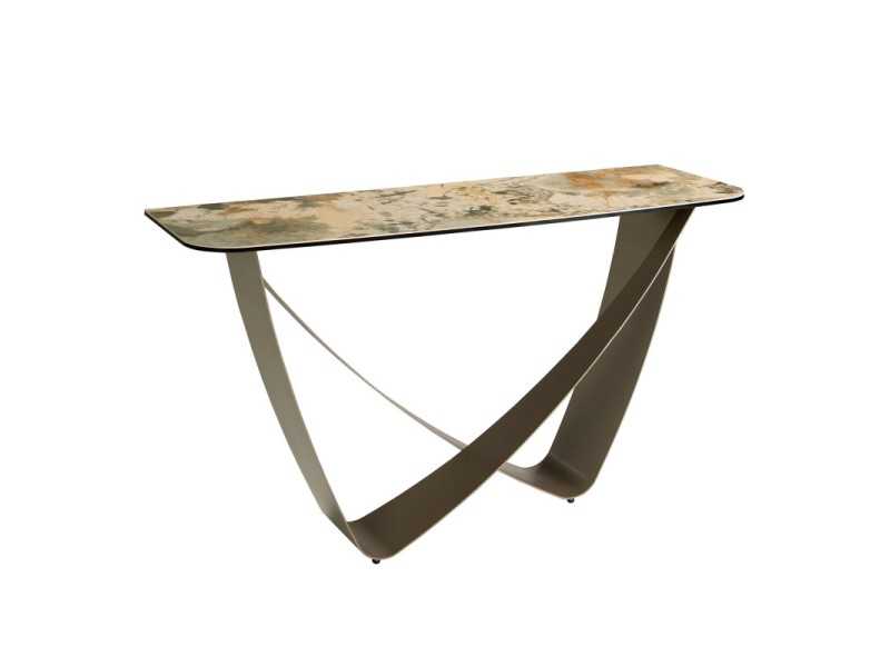 Console avec plateau en marbre porcelaine et pieds en acier laqué - AMAYA