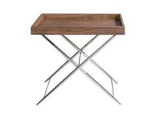 Mesa auxiliar de nogal y patas en acero inoxidable - AAROUK 2
