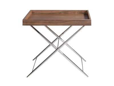 Mesa auxiliar de nogal y patas en acero inoxidable - AAROUK
