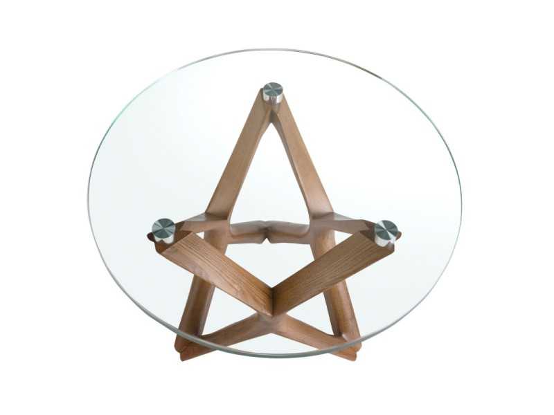 Mesa auxiliar redonda con base en madera maciza - ABRAMIO