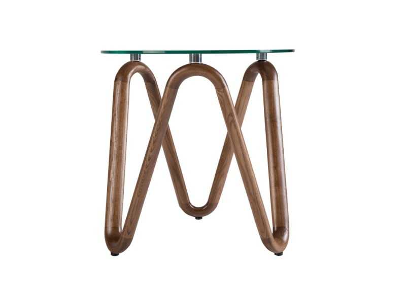 Table d'appoint ronde avec piètement en bois massif - PATMOS