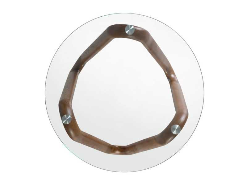 Mesa auxiliar redonda con base de madera maciza - PATMOS