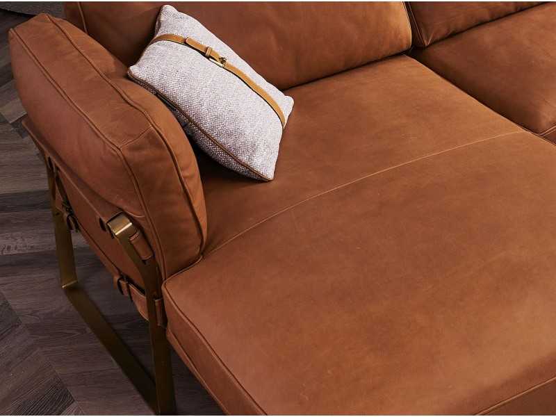 Canapé méridienne gauche tapissé de cuir - AZZARO IZ