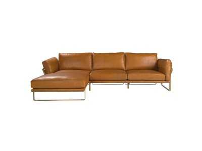 Sofá chaise longue izquierda tapizado en piel - AZZARO IZ