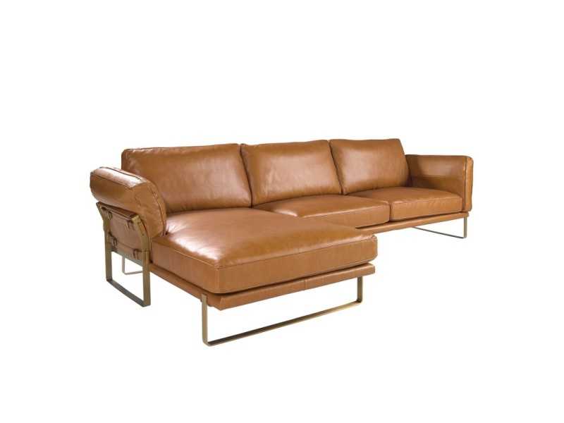 Left chaise longue sofa upholstered in leather - AZZARO IZ
