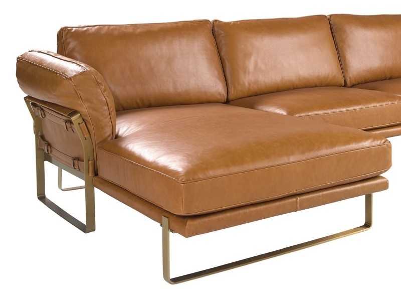 Left chaise longue sofa upholstered in leather - AZZARO IZ